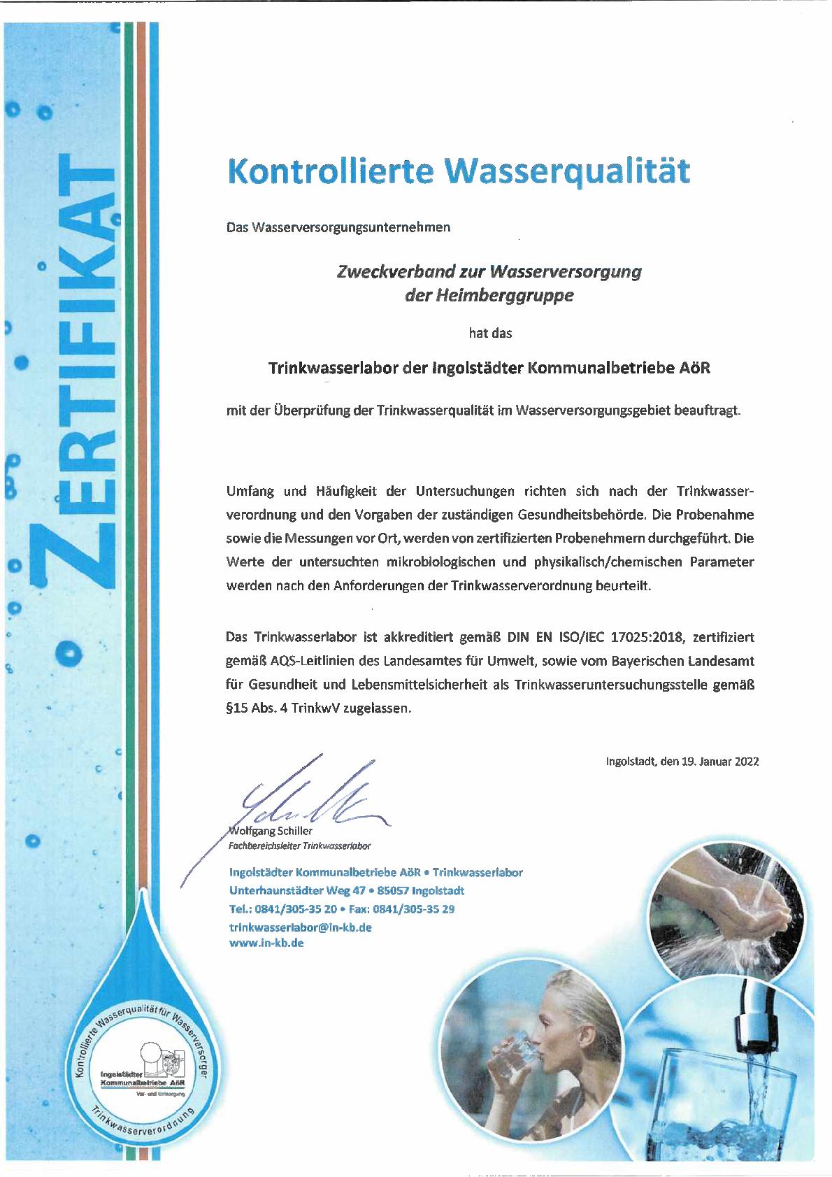 Grossansicht in neuem Fenster: Zertifikat Wasser Grossansicht in neuem Fenster: Zertifikat Wasser